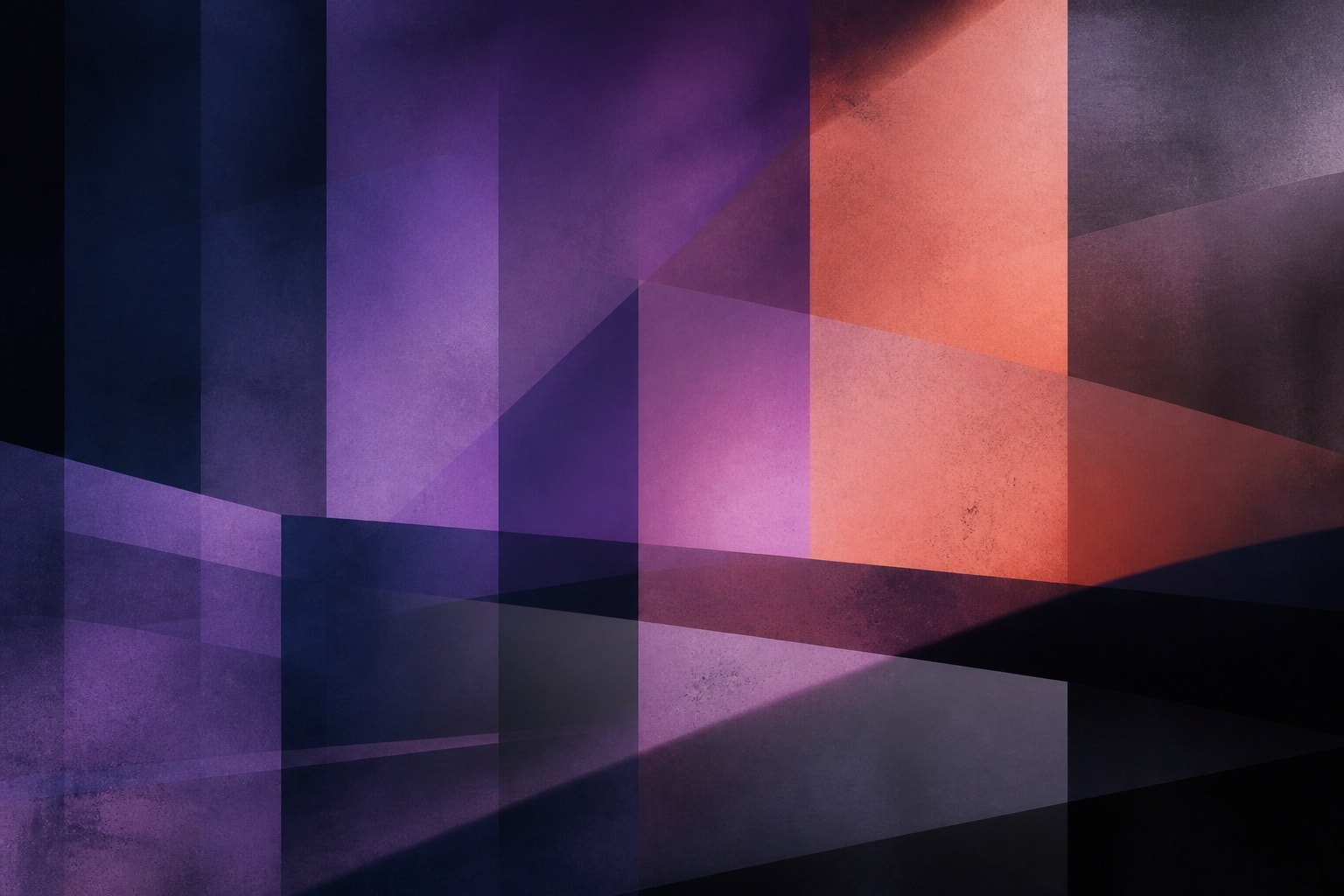 Layered indigo and violet planes with broad areas of shadow