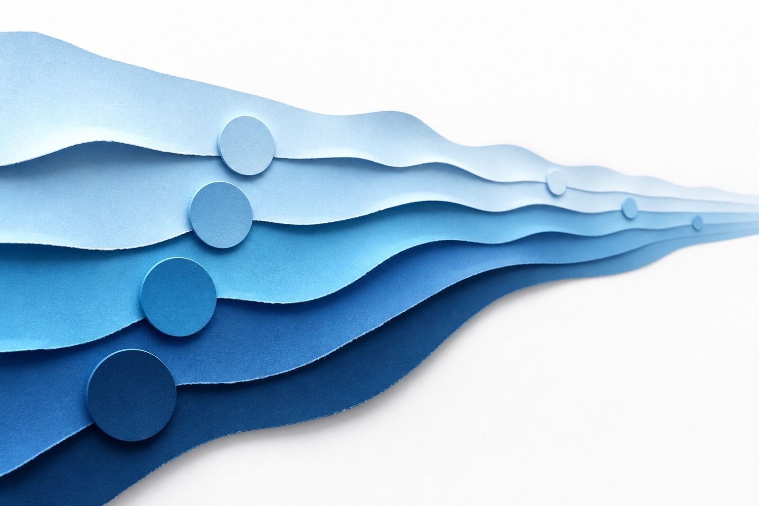 Layered blue ribbons suggesting a chronological music archive